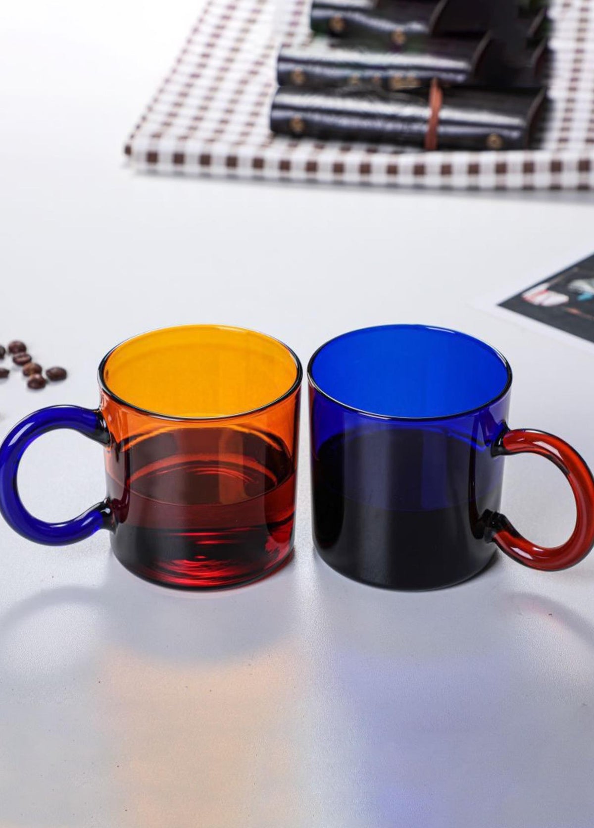 Renkli Cam Kupa Mavi 250 Ml
