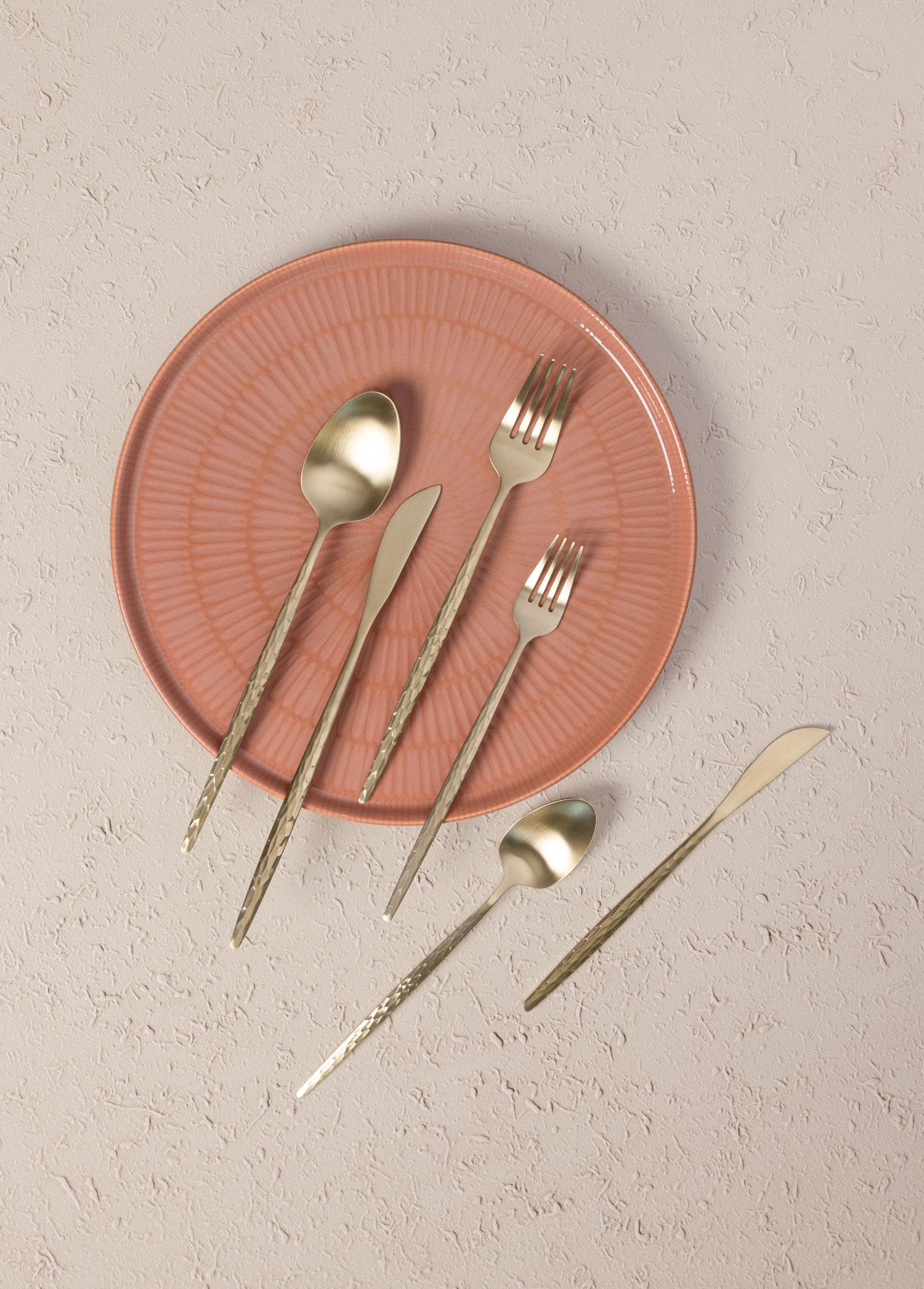 Shiny Çatal Kaşık Bıçak Takımı Mat Gold 24 Parça
