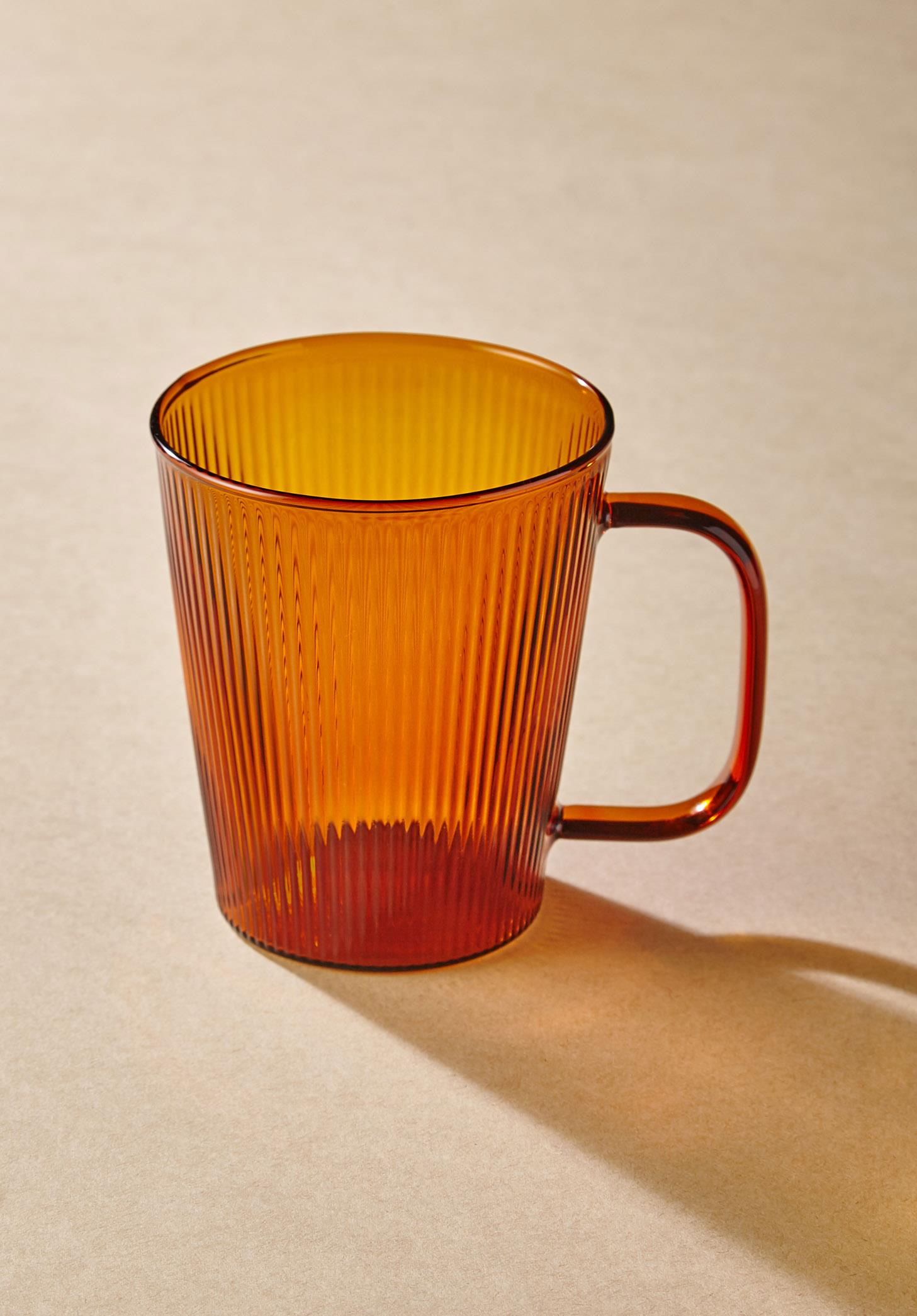 Striped Borosilikat Cam Kupa Amber 400 Ml