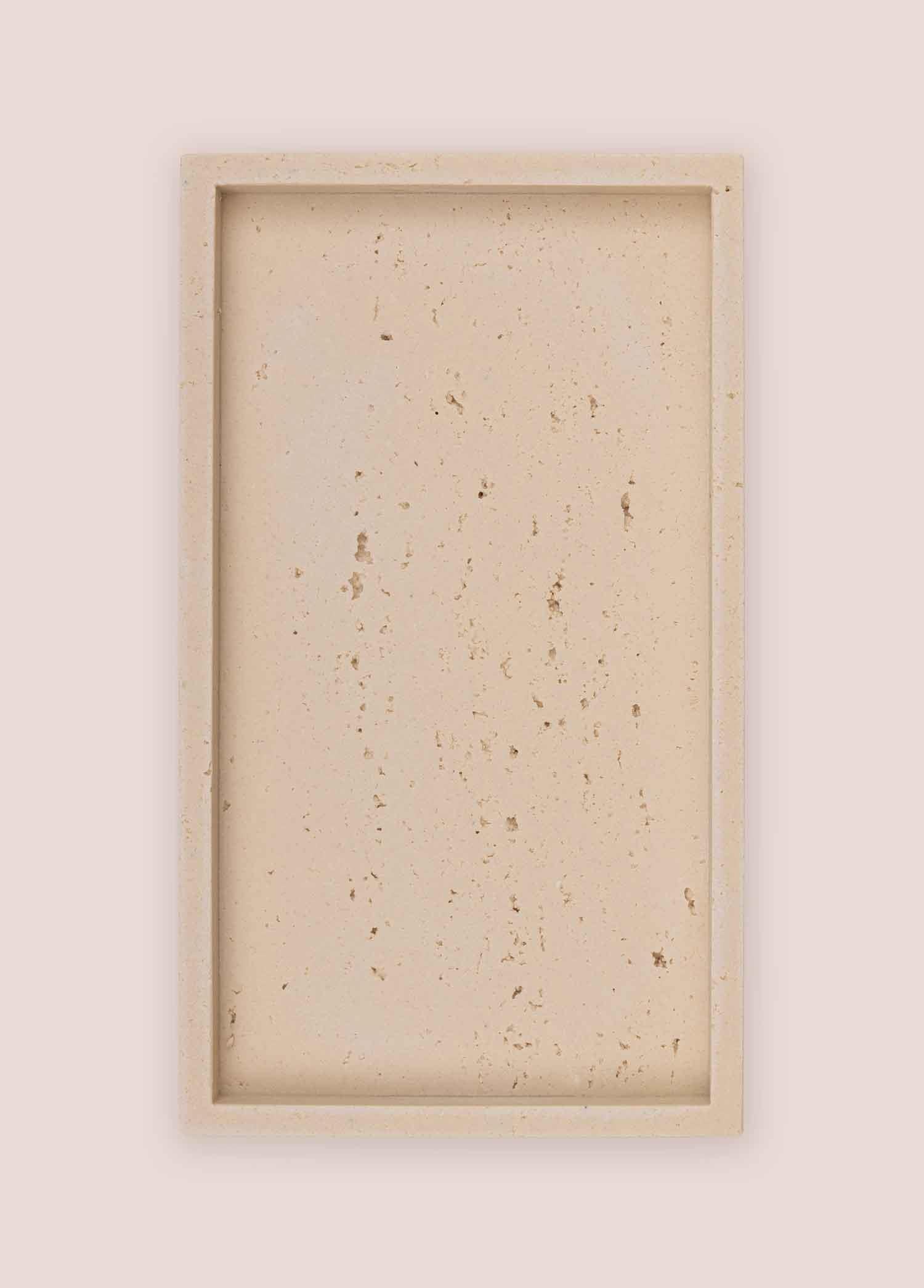 Travertine Banyo Tepsisi Bej 28X16X3 Cm