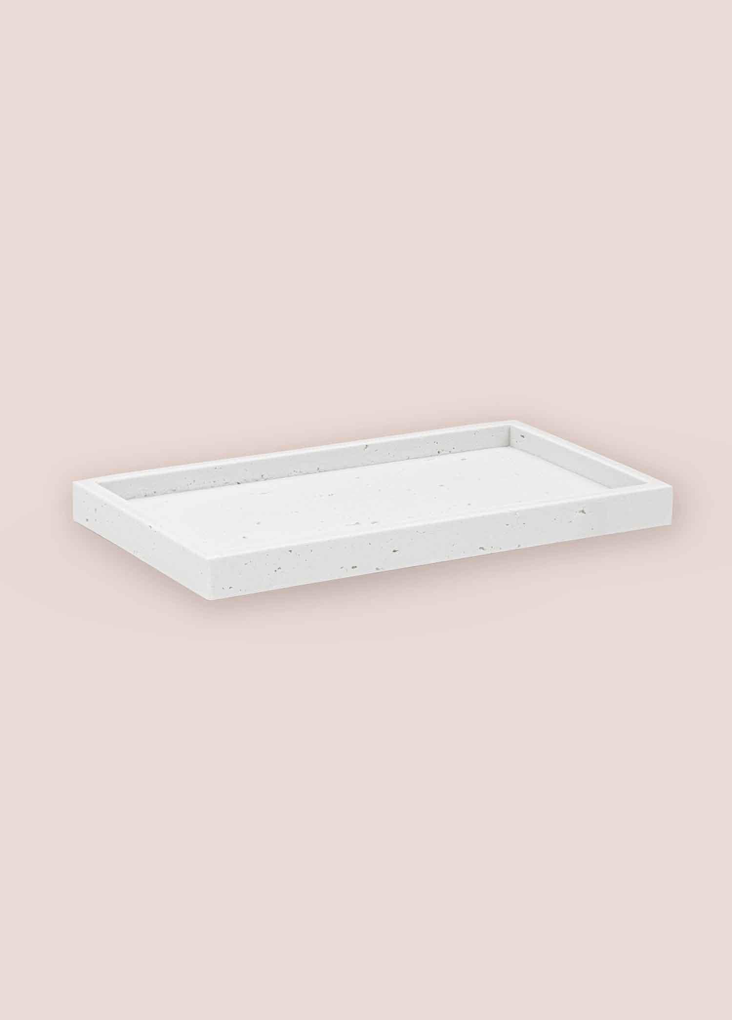 Travertine Banyo Tepsisi Beyaz 28X16X3 Cm