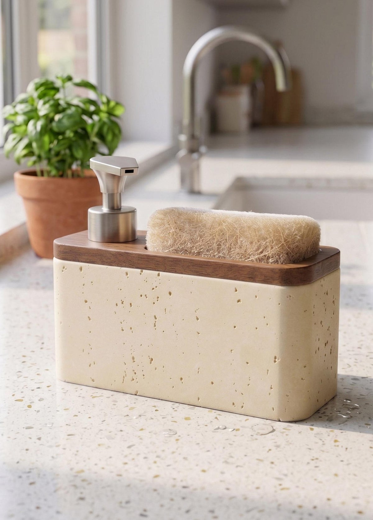 Travertine Süngerli Sıvı Sabunluk Krem 420 Ml