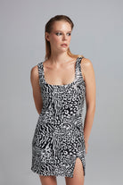 The Molc-OPHELIA ELBİSE / SİYAH BEYAZ DESENLİ-Elbise-2-Milagron.com