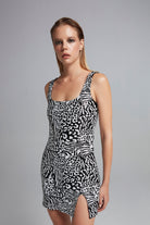 The Molc-OPHELIA ELBİSE / SİYAH BEYAZ DESENLİ-Elbise-3-Milagron.com