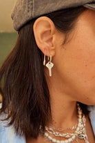 The Pheia-Good Luck Anahtar Halka Küpe | 925 Ayar Gümüş-Küpe-1-Milagron.com