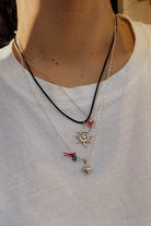 The Pheia-Güneş Kırmızı İthal Kordon İp Kolye | 925 Ayar Gümüş-Kolye-1-Milagron.com