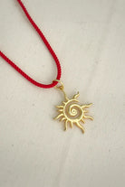 The Pheia-Güneş Kırmızı İthal Kordon İp Kolye | 925 Ayar Gümüş-Kolye-3-Milagron.com