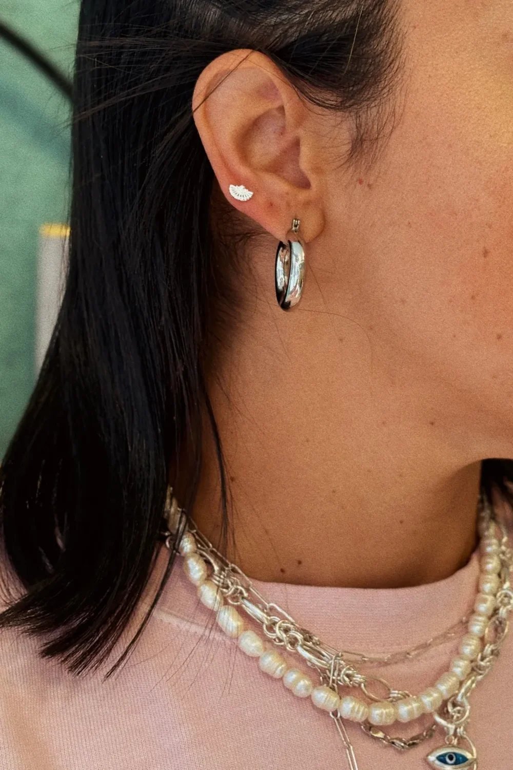 The Pheia-Mini Yelpaze Küpe | 925 Ayar Gümüş-Küpe-2-Milagron.com