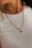 The Pheia-Spiral Güneş Kırmızı İp Kolye | 925 Ayar Gümüş-Kolye-2-Milagron.com