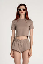 Tiny-Açık Kahverengi Bisiklet Yaka Kısa Tişört-T-Shirts-1-Milagron.com