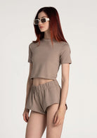 Tiny-Açık Kahverengi Bisiklet Yaka Kısa Tişört-T-Shirts-3-Milagron.com