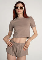 Tiny-Açık Kahverengi Bisiklet Yaka Kısa Tişört-T-Shirts-5-Milagron.com