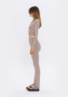 Tiny-Açık Kahverengi Fermuarlı Dar Kesim Yumuşak Hırka-Kazak & Triko-4-Milagron.com