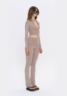 Tiny-Açık Kahverengi Fermuarlı Dar Kesim Yumuşak Hırka-Kazak & Triko-8-Milagron.com