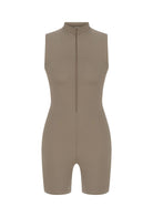 Tiny-Açık Kahverengi Önden Fermuarlı Şort Bodysuit-Bodysuit-7-Milagron.com