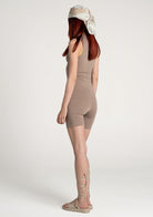 Tiny-Açık Kahverengi Önden Fermuarlı Şort Bodysuit-Bodysuit-8-Milagron.com