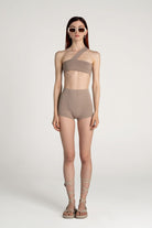 Tiny-Açık Kahverengi Yüksek Bel Dar Boxer-Boyshort Külot-1-Milagron.com