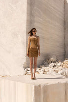 Tiny-Anvelop Kesim Bağlamalı Mini Bej Etek-1-Milagron.com