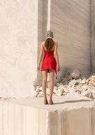 Tiny-Anvelop Kesim Bağlamalı Mini Kırmızı Etek-Etek-8-Milagron.com