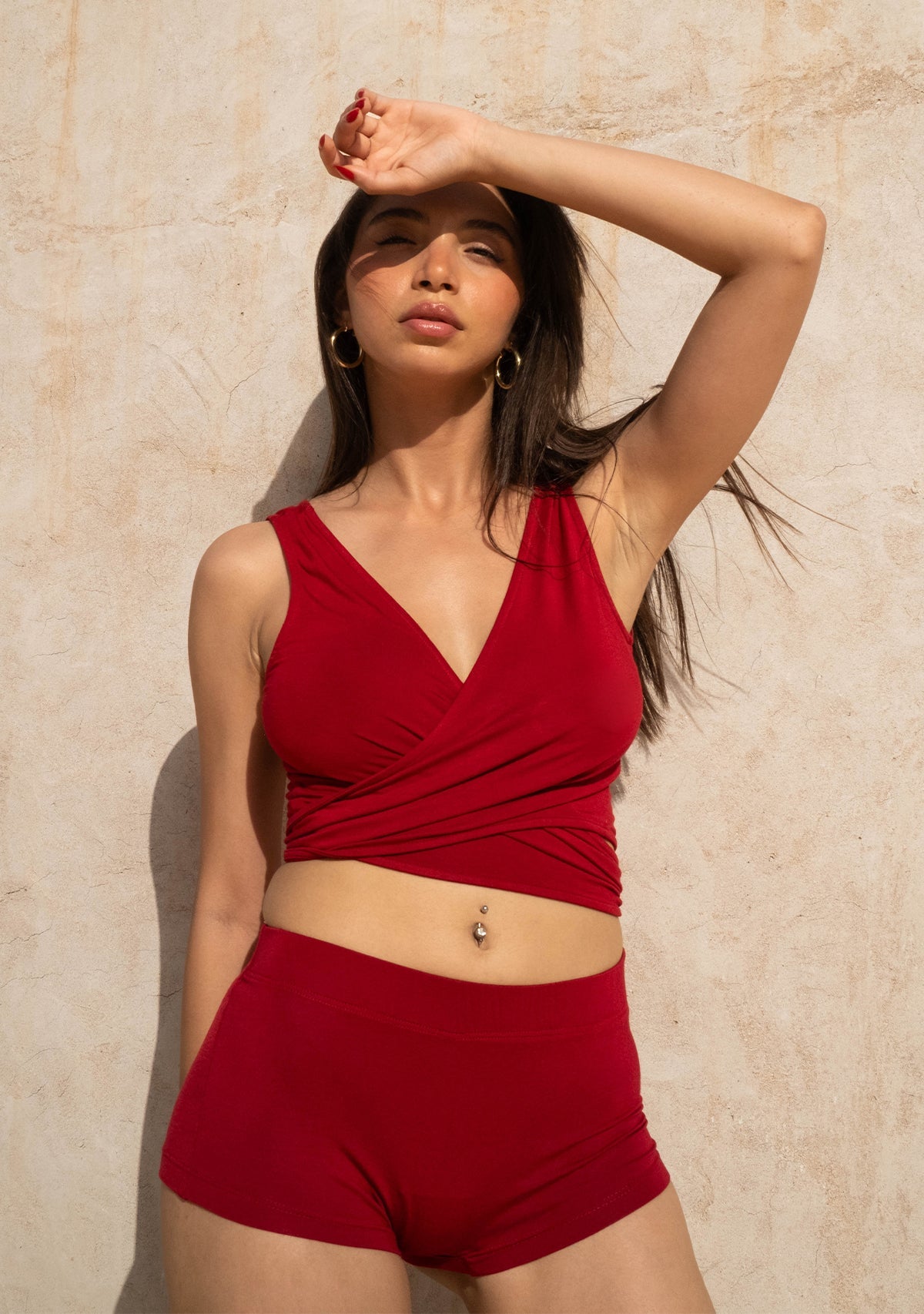 Bağlamalı Sıfır Kol Bordo Bluz