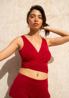 Tiny-Bağlamalı Sıfır Kol Bordo Bluz-Bluz-2-Milagron.com