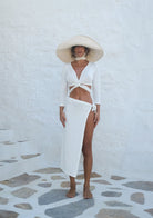 Tiny-Bağlamalı Uzun Kollu Kısa Beyaz Bluz-Bluz-2-Milagron.com