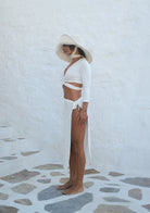 Tiny-Bağlamalı Uzun Kollu Kısa Beyaz Bluz-Bluz-4-Milagron.com