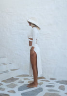 Tiny-Bağlamalı Uzun Kollu Kısa Beyaz Bluz-Bluz-5-Milagron.com