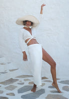 Tiny-Bağlamalı Uzun Kollu Kısa Beyaz Bluz-Bluz-8-Milagron.com