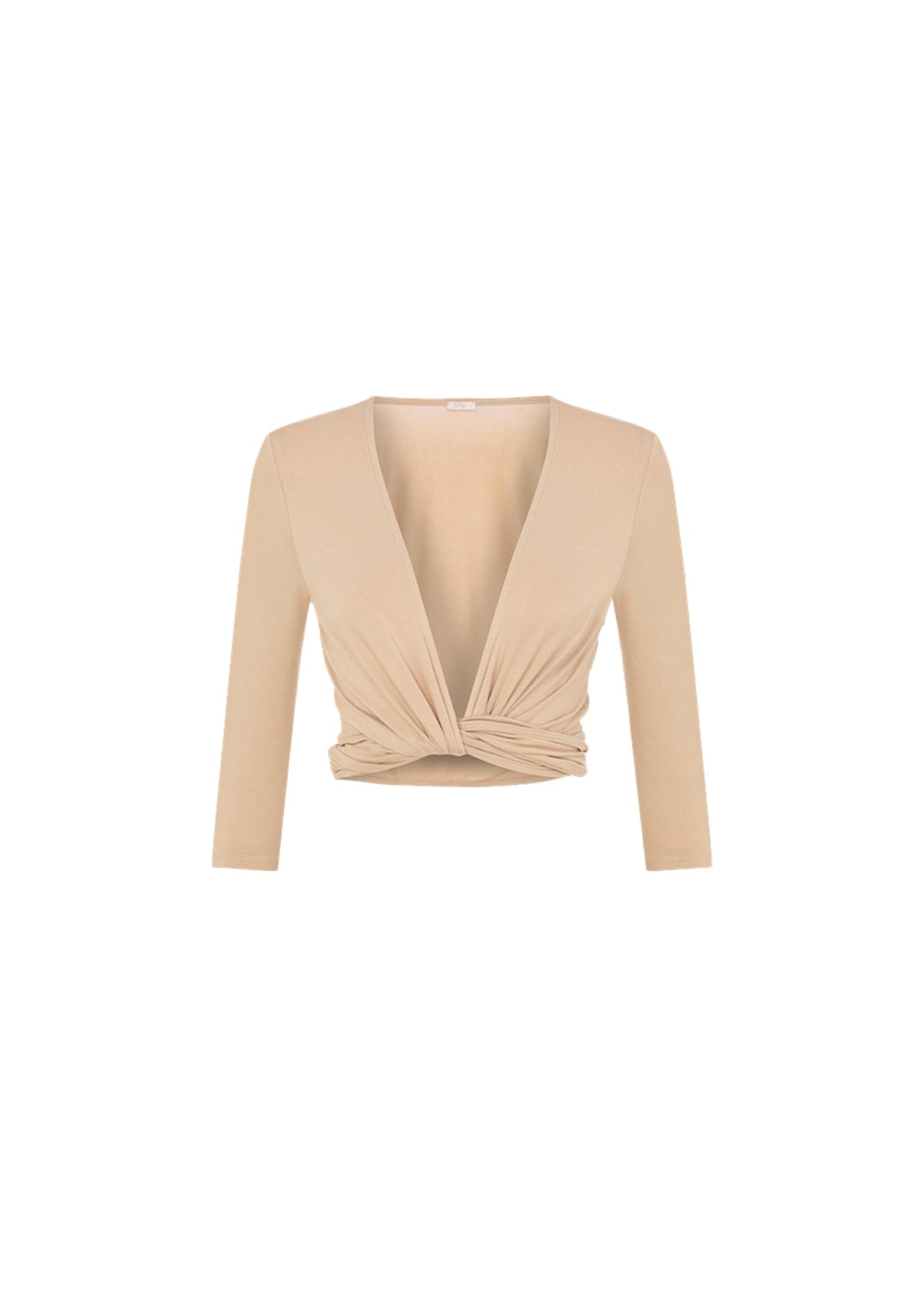 Bağlamalı Uzun Kollu Kısa Nude Bluz