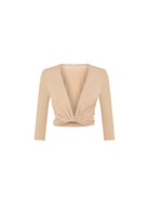 Bağlamalı Uzun Kollu Kısa Nude Bluz