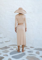 Bağlamalı Uzun Kollu Kısa Nude Bluz