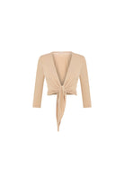 Bağlamalı Uzun Kollu Kısa Nude Bluz