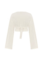 Tiny-Bağlamalı Yarasa Kol Beyaz Bluz-Bluz-10-Milagron.com