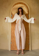 Tiny-Bağlamalı Yarasa Kol Beyaz Bluz-Bluz-7-Milagron.com