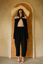 Tiny-Bağlamalı Yarasa Kol Siyah Bluz-Bluz-1-Milagron.com