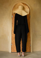 Tiny-Bağlamalı Yarasa Kol Siyah Bluz-Bluz-2-Milagron.com