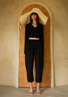 Tiny-Bağlamalı Yarasa Kol Siyah Bluz-Bluz-3-Milagron.com