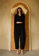 Tiny-Bağlamalı Yarasa Kol Siyah Bluz-Bluz-4-Milagron.com