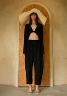 Tiny-Bağlamalı Yarasa Kol Siyah Bluz-Bluz-7-Milagron.com