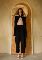 Tiny-Bağlamalı Yarasa Kol Siyah Bluz-Bluz-8-Milagron.com