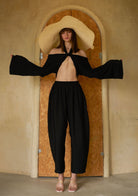 Tiny-Bağlamalı Yarasa Kol Siyah Bluz-Bluz-9-Milagron.com