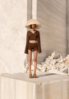 Tiny-Balenli Kahverengi Mini şort-Şort-5-Milagron.com