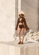 Tiny-Balenli Kahverengi Mini şort-Şort-6-Milagron.com