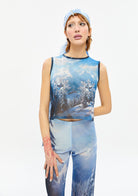 Tiny-Baskılı Transparan Mavi Bluz-Top-5-Milagron.com