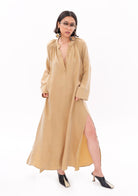 Tiny-Bej Luxe Tencel™ Reglan Kol Elbise-Elbise-3-Milagron.com