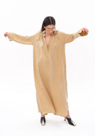 Tiny-Bej Luxe Tencel™ Reglan Kol Elbise-Elbise-6-Milagron.com