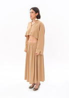 Tiny-Bej Oversize Crop Gömlek-Gömlek-3-Milagron.com