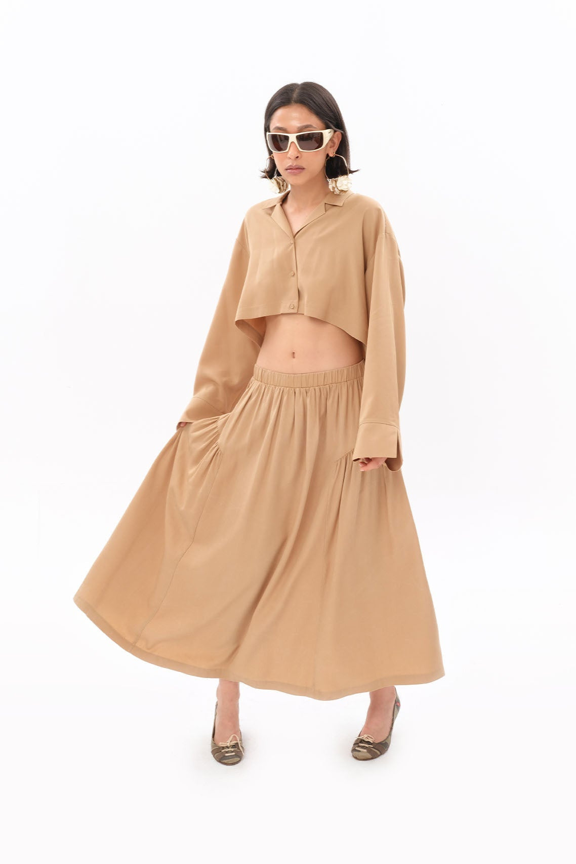 Tiny-Bej Tencel™ Beli Lastikli Maxi Etek-Etek-1-Milagron.com