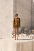 Tiny-Bej önü Düğmeli Vatkalı Büzgülü Ceket-Ceket-1-Milagron.com